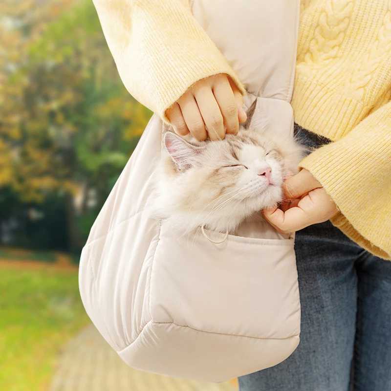 Pet Carrier Shoulder Bag Cat Carrier Sling Bag Winter Outdoor Puppy Travel Bag Portable Warm Cat Walking Bag 250205