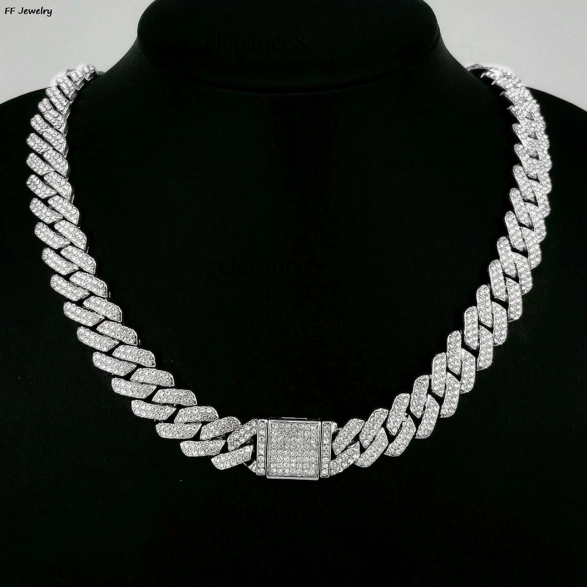 18/20/24inch k Chain Hip Hop Men iced out p chain 2 Row Rhie Paved Miami Rhombus Cuban men Necklace