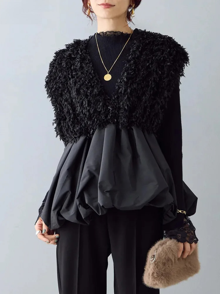 V-Neck Pullover Embroidered Flares Flare Sleeve Tank Top Tassel Patchwork Solid Color Women Vest 2025 Spring Tide 16O4321