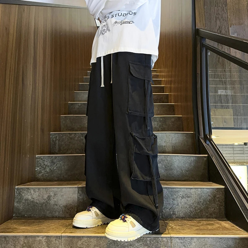Mens Jeans Hip-hop Fashion Wide-leg Denim Pants Retro Baggy Trousers High Street Multi-pocket Jeans Male Streetwear 250226