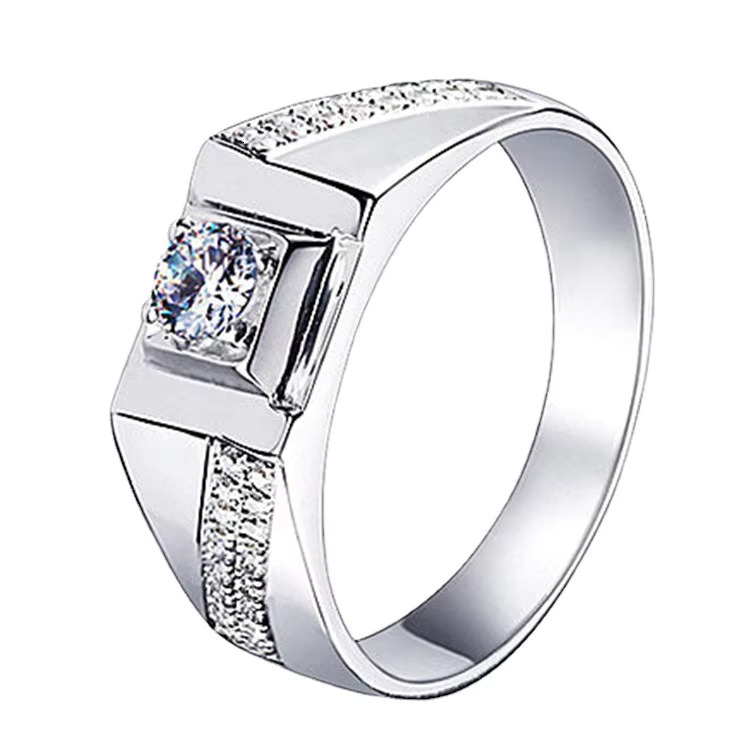 Moissanite Dia Mens Engagement Sier Rings Gemstone Stainless Steel Fashion Jewelry Ring for Men