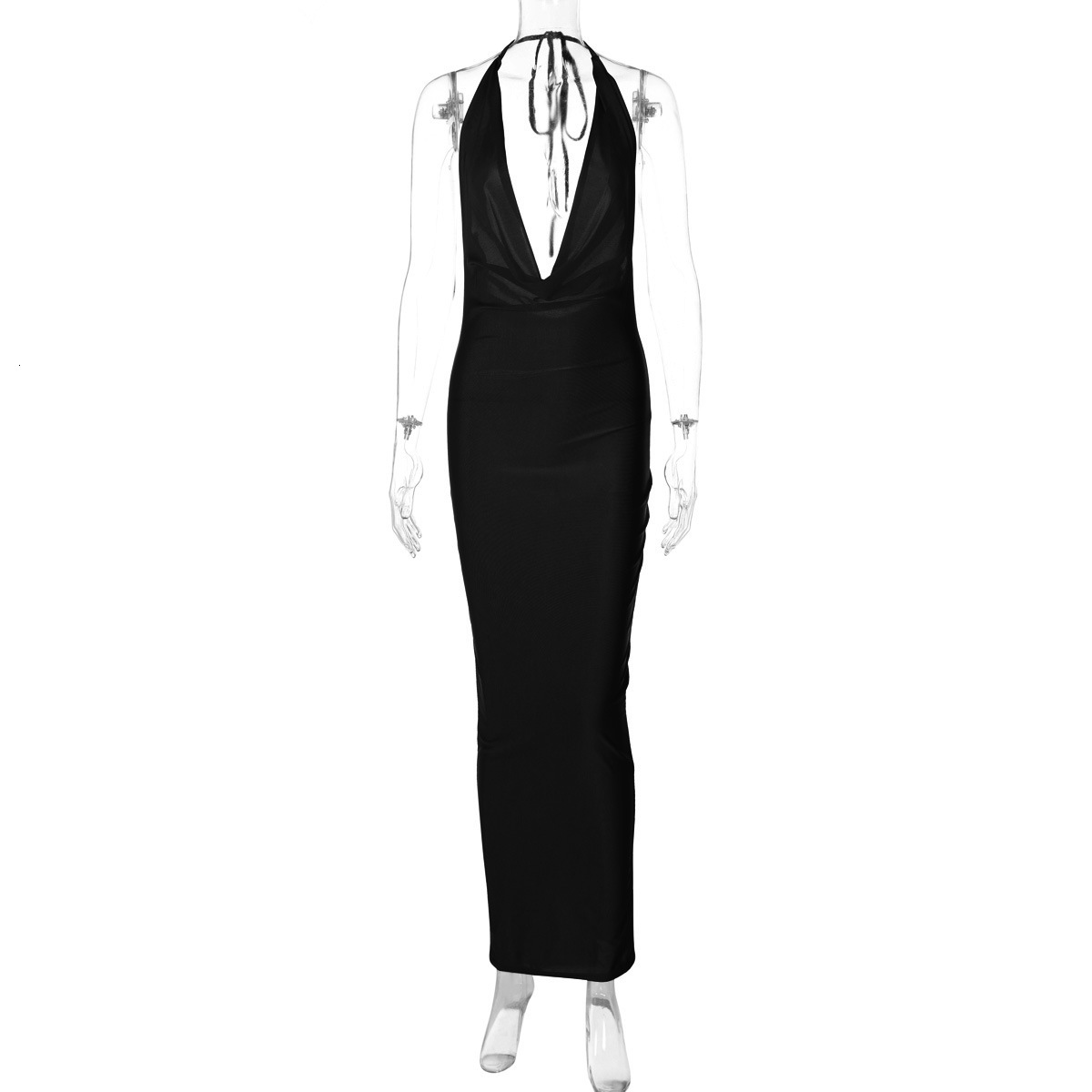 Wind New4 Summer Fashion Temperament Sexy V-Neck Hanging Neck Backless Slim Fit Sleeveless Dress