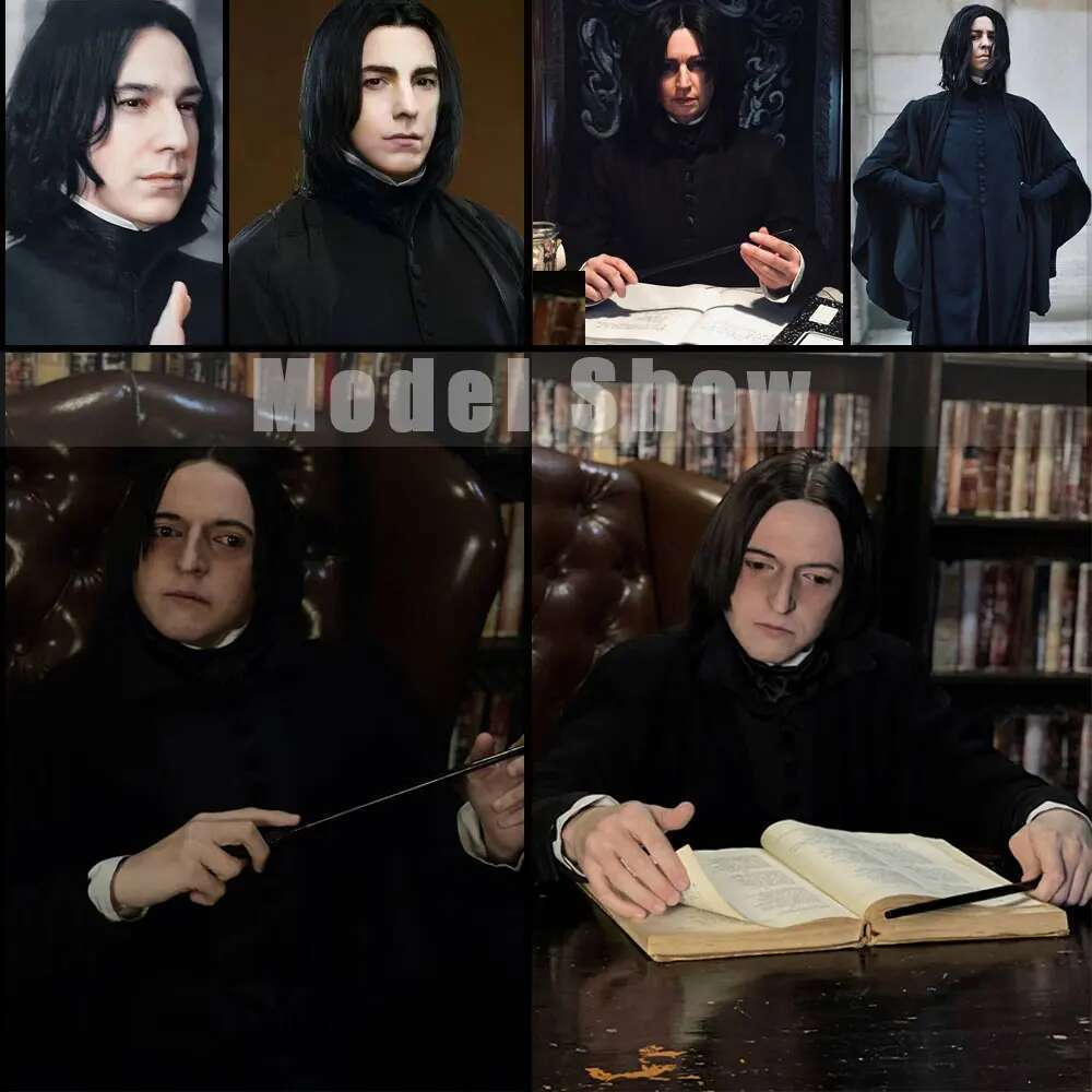 Wizard Synthetic Dark Professor Severus For Adults Assassin Wick Costume Mens Black Halloween Cosplay Wig