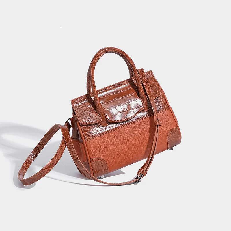Crocodile Pattern Women's Handbag Designer PU Leather Small Square Tote Stylish Commuter Shoulder Bag Feminina