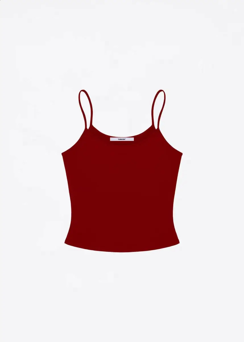 Tank A cherry red camisole olive green/purple/gray short top basic versatile high elasticity skin hugging for women 250224