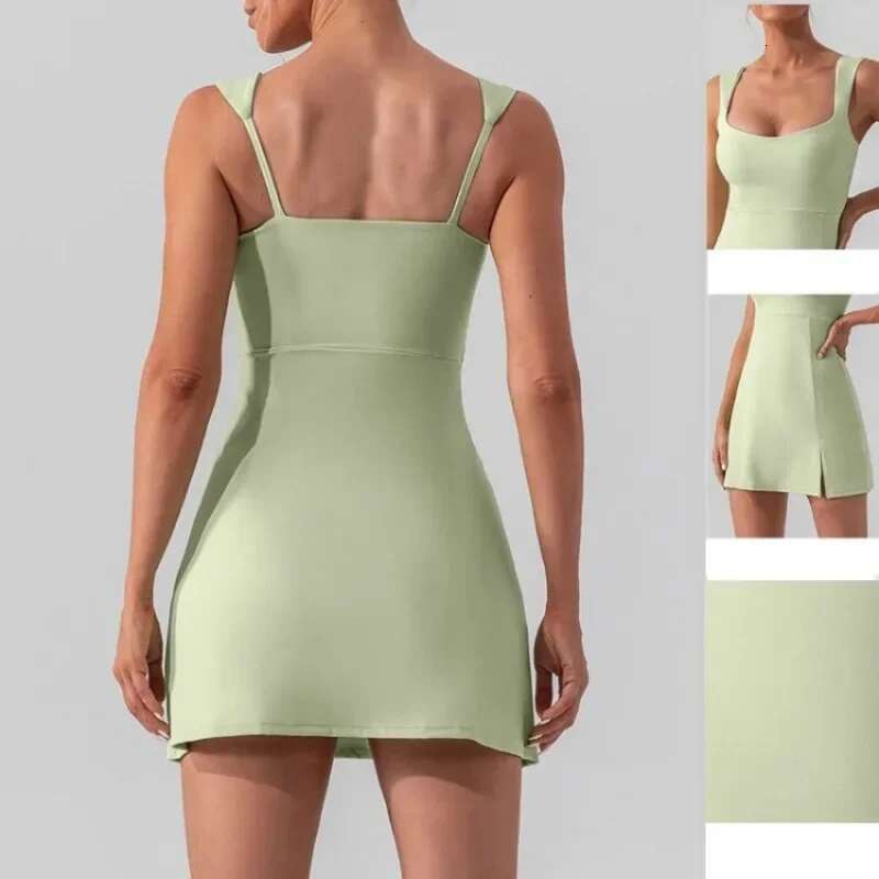 Tennis Sexy Soft Solid Color Golf Sports Dress Women Breathable Workout One Piece Yoga Suits Running Outdoor Activewear