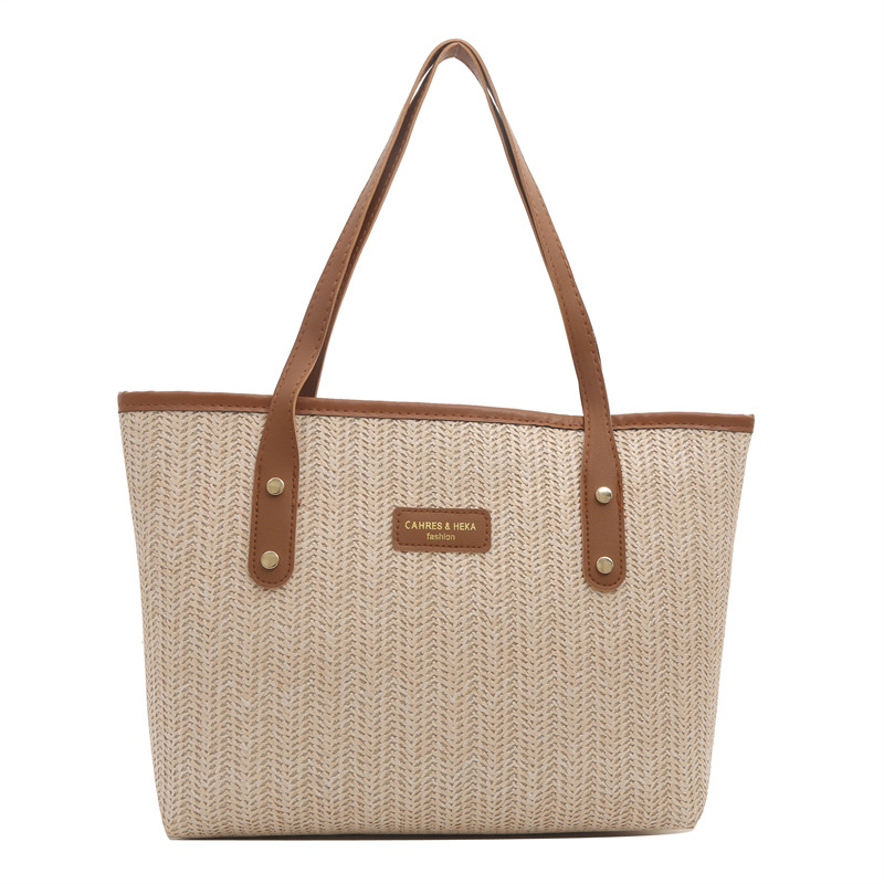 Straw bag women 2025 new fashion color contrast underarm bag popular Tote bag Free Shipping