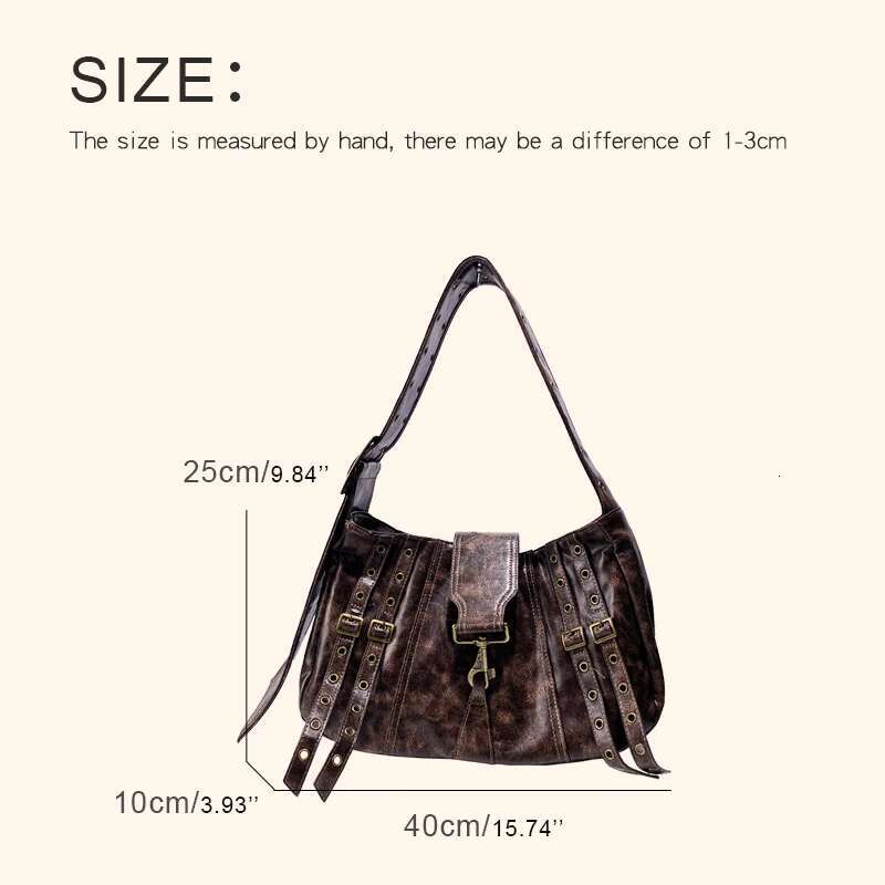 Moto & Biker Bags For Womens Designer Handbags And Purses New In PU Vintage Oil Wax Leather Belt Wide Strap Shoulder