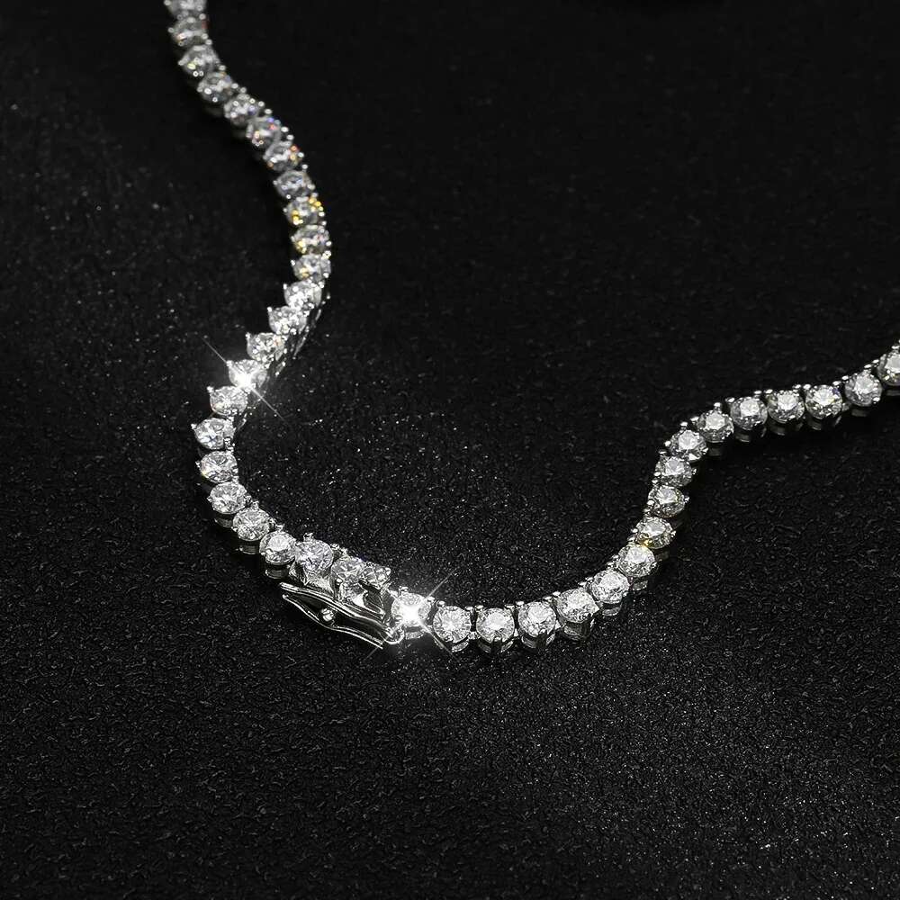 Serenty 3 Claw D Color 3mm Moissanite Tennis Necklace For Women Wedding S Sier Plated Sparkg Neck Chain Fine Jewelry