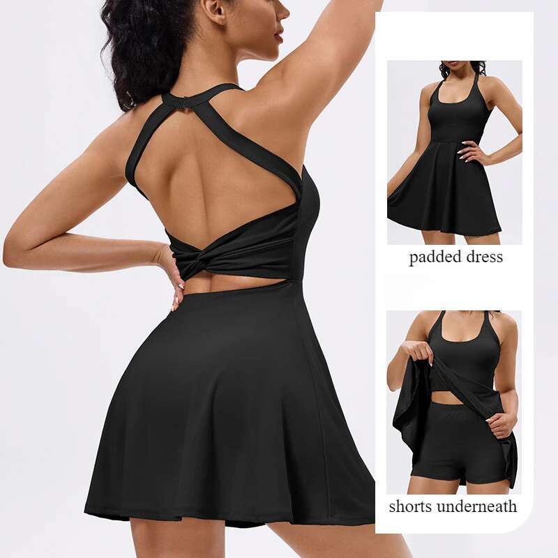 Tennis Badminton Clothing 2025 Golf Wear With Shorts Underneath Workout Outfit 1Pc Padded Sport Dress