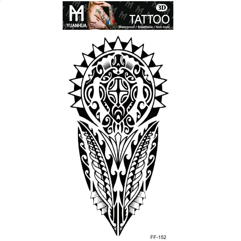 Size 208x95mm Waterproof Animal Temporary Tattoo Wolf Head Totem Arabic Text Sticker 250219