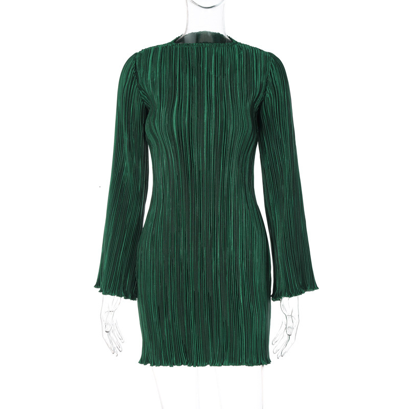 Fashionable Women's New4 Autumn New Personalized Striped Slim Fit Round Neck Long Sleeved Hip Hugging Dress