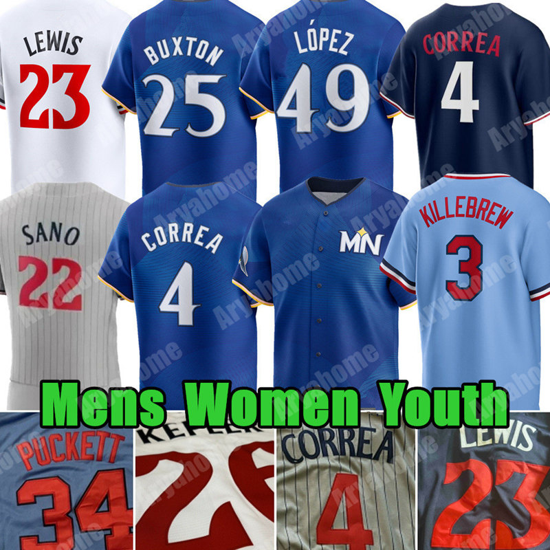 Royce Lewis 4 Carlos Correa Baseball Jersey Byron Buxton Max Kepler Pablo Lopez Edouard Julien Jhoan Duran Twins Ryan Jeffers Harmon Killebrew Chuck Knoblauch