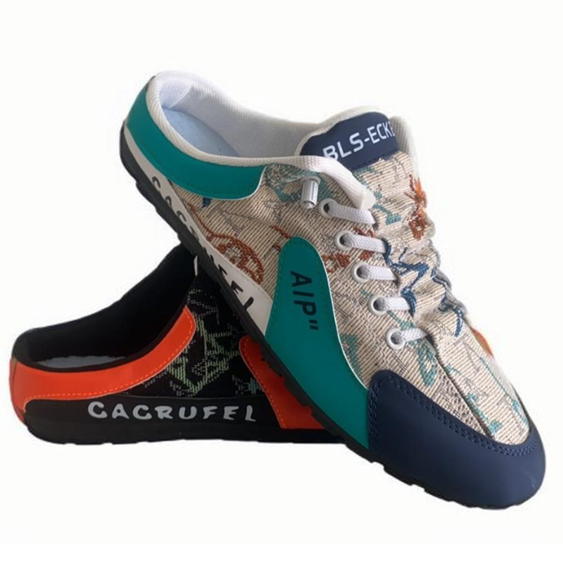 Baotou half support shoes men 2025 cross-border explosive cloth breathable heelless outdoor casual shoes a slip-on lazy Slipper
