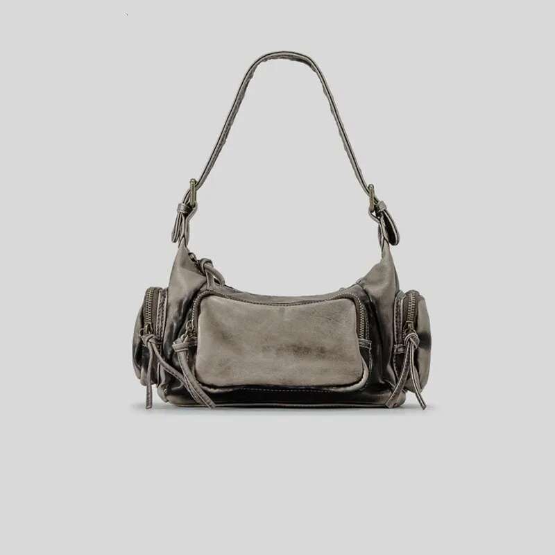 Women Vintage Denim Punk Shoulder Bag Design Black Grunge Handbag For Cool Girls Retro Lady Gothic Underarm Bags Motor Style