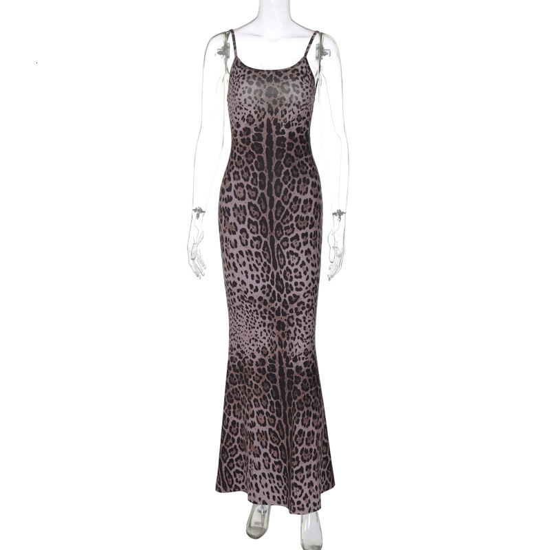 French Women's Clothing New4 Summer New Product Fashion Print U-Neck Backless Slim Fit Suspender Dress For Women