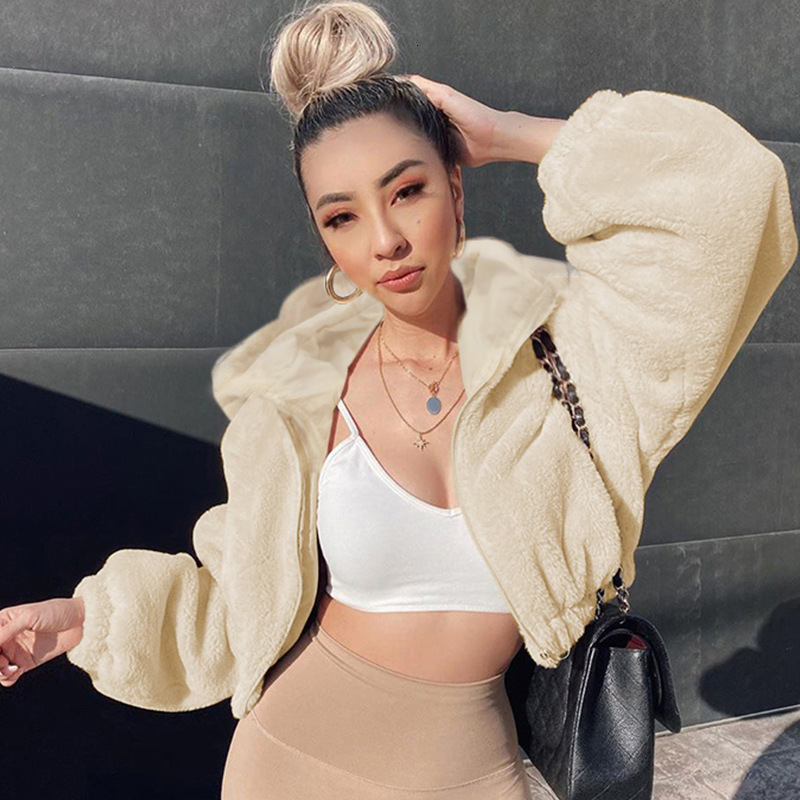 Women's Clothing New Summer New Fashion Cardigan Zipper Hooded Plush Long Sleeved Top For Women