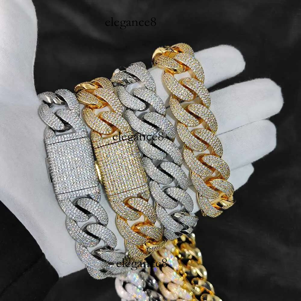 Hip Hop Jewelry 20mm Necklace Filled Prong Set 4 Rows 5A Zircon Iced Out Heavy Cuban k Chain Men