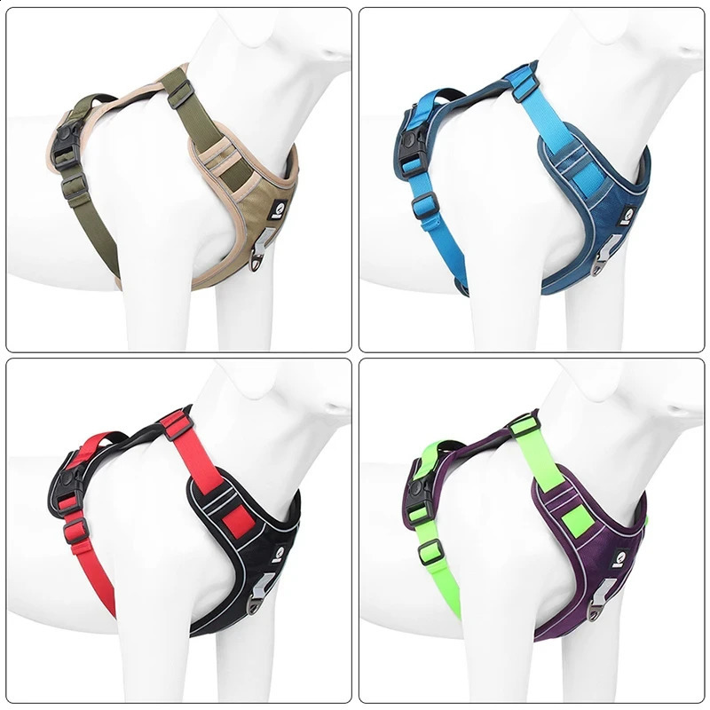 Pet Harness Reflective Dog Harness Vest Adjustable Safety Lead Straps for Medium Large Dogs French Bulldog Walking Harnesses 250224