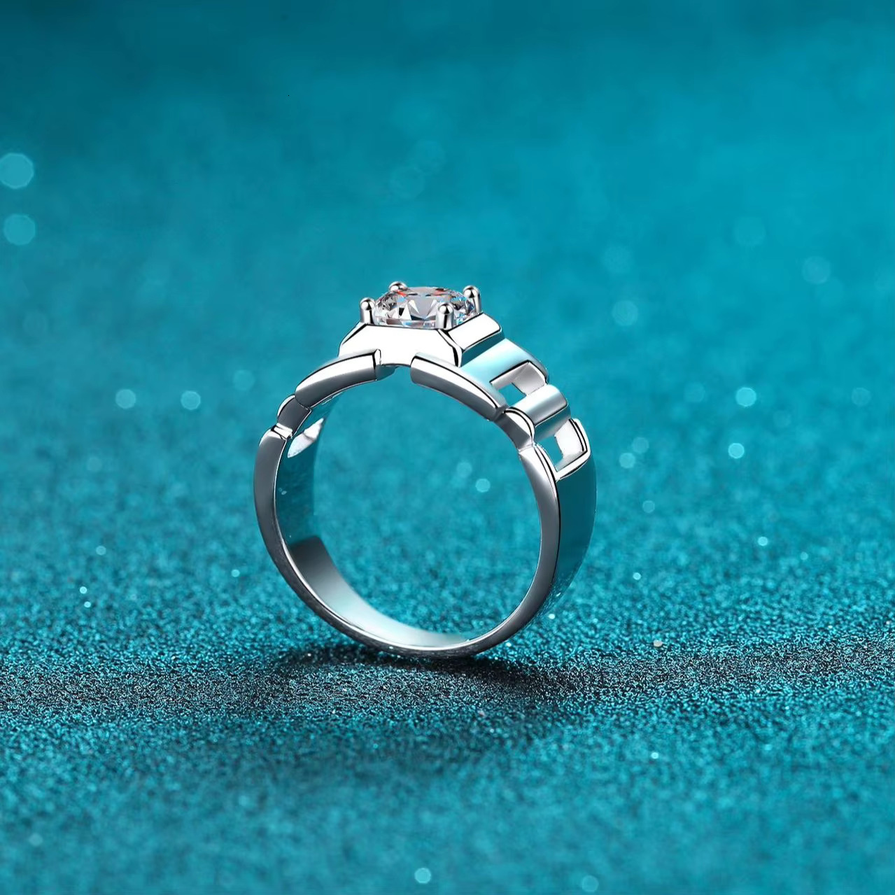 Men's silica 1ct D VVS1S PT950 electroplated hip-hop jewelry pure sier engagement and wedding ring