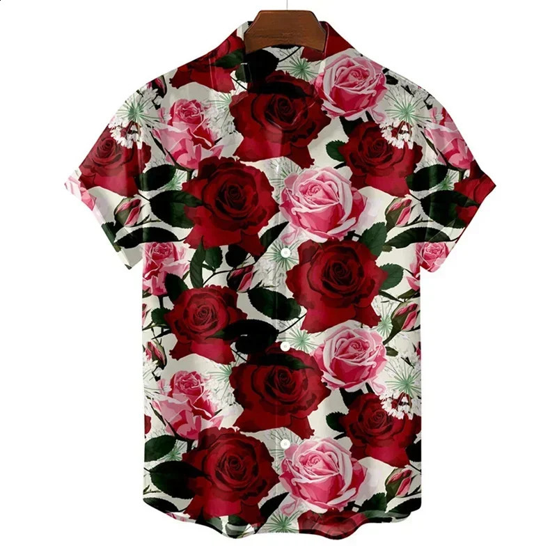 Hawaiian Vintage Mens 3D Shirt Print Flowers Harajuku Fashion Beach Vacation Street Social Plus Size Mens Short Sle 250225
