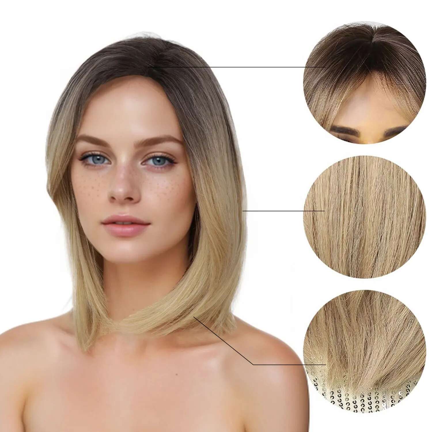 Synthetic Straight Layered Wig Women Natural Looking Heat Resistant Hair For Daily Cosplay