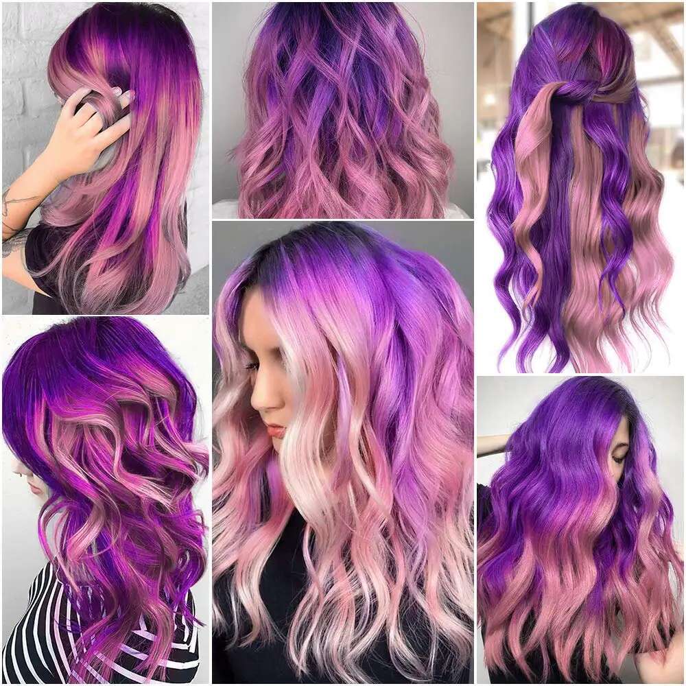 Synthetic Colored 10 PCS Clip In Hair Extensions Party Colorful Hairpieces For Christmas Girls Women Kids Gifts