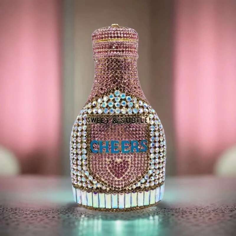 XIYUAN New Women CHEERS BOTTLE Gems Evening Bag Party Pouch Crystal Clutches Gold Rhie Phone Purses Money Handbag