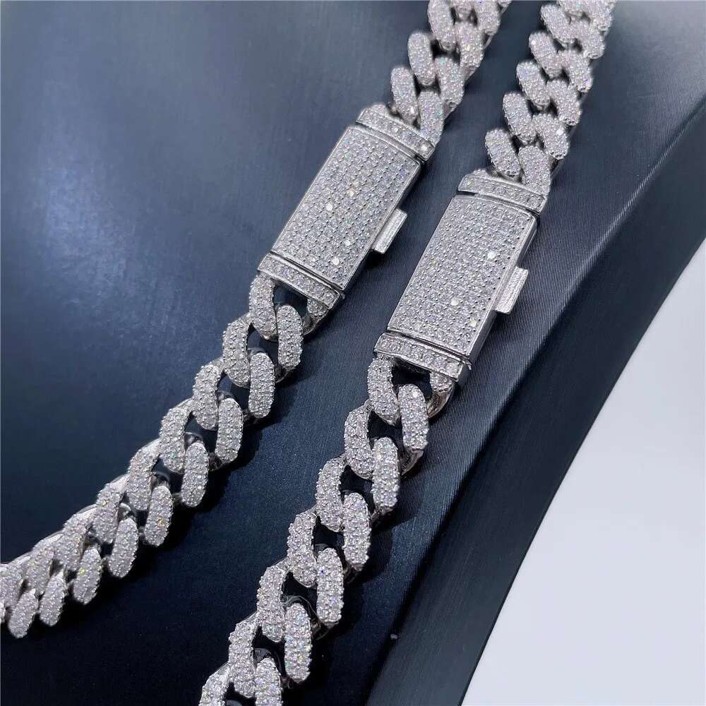10mm Moissanite Necklace For Women Original S Sterg Sier Men Dia Cuban Chain Pendant Fashion