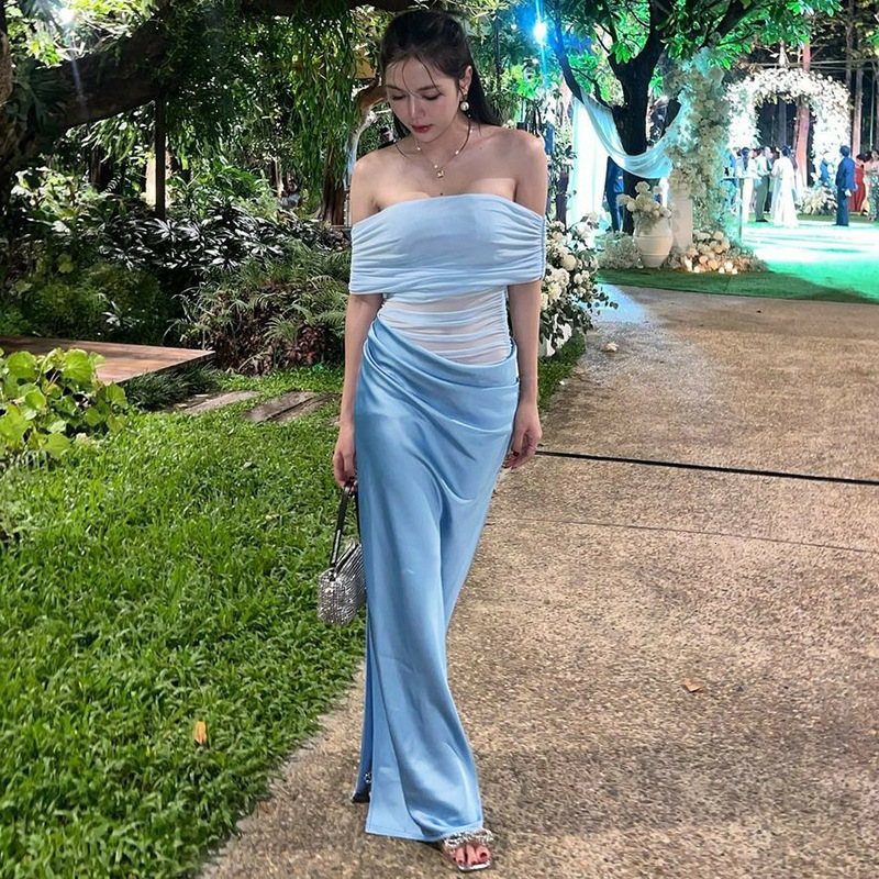 Hot Selling Women's Clothing New5 Spring/Summer New Product Fashionable And Sexy Perspective Splicing One Shoulder Dress