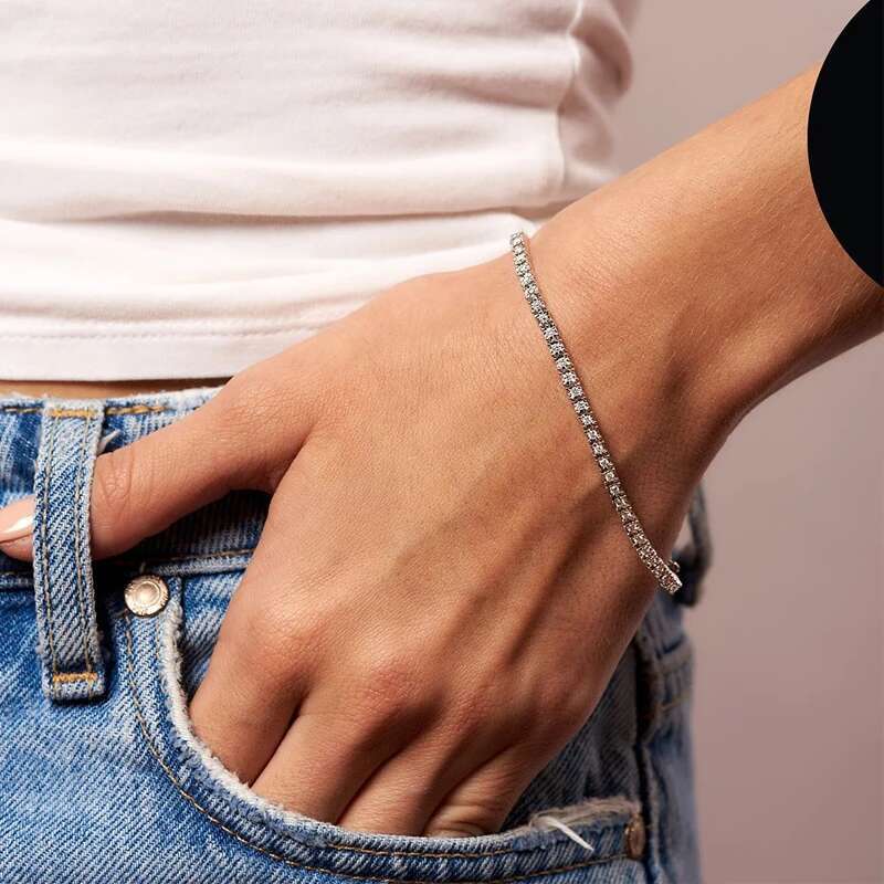 Knobspin 3mm 4mm Moissanite Tennis Bracelet Full Dia GRA Sier Plated Wedding Party Jewelry Bracelets for Women Man