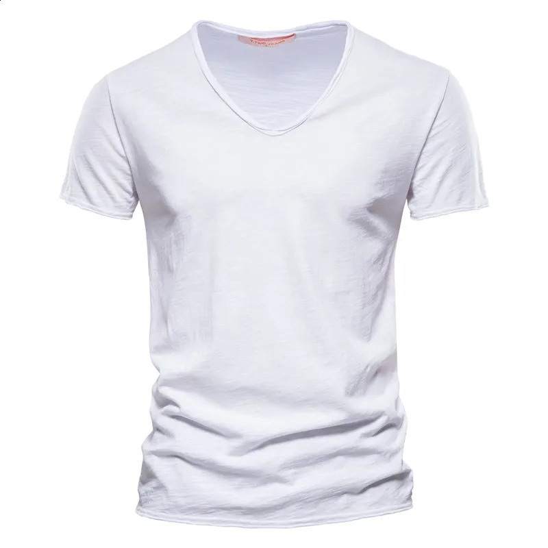 100% pure cotton mens T-shirt top V-neck thin short sleeved T-shirt high-quality mens fashionable fitness T-shirt size S-5XL 250225