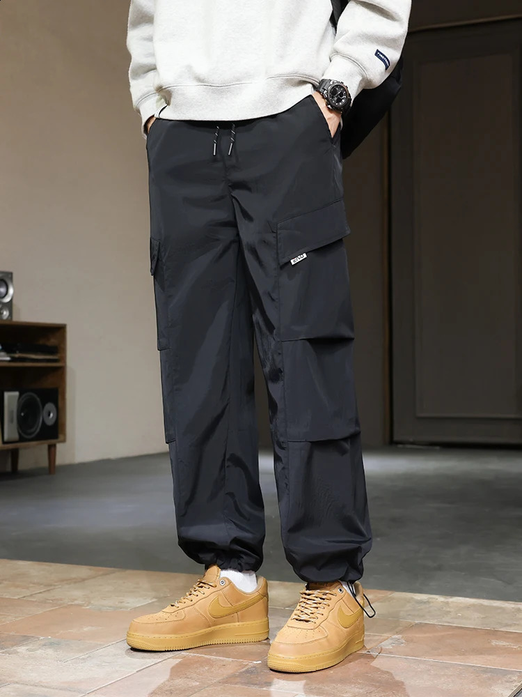 Mens Sweatpants 10XL 9XL Ice Fabric Multi-Pockets Joggers Baggy Cargo Pants Loose Casual Harem Trousers Plus Size 6XL 7XL 8XL 250228