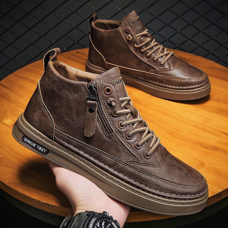 High Top Men's Spring And Autumn New Designer Breathable And Anti Slip Chef Shoes Korean Edition Multi Functional Martin Boots Work Clothes Shoes