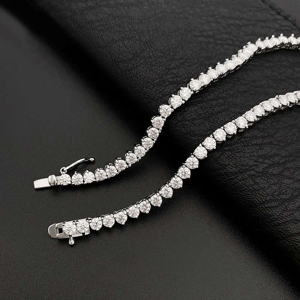 Serenty 3 Claw D Color 3mm Moissanite Tennis Necklace For Women Wedding S Sier Plated Sparkg Neck Chain Fine Jewelry