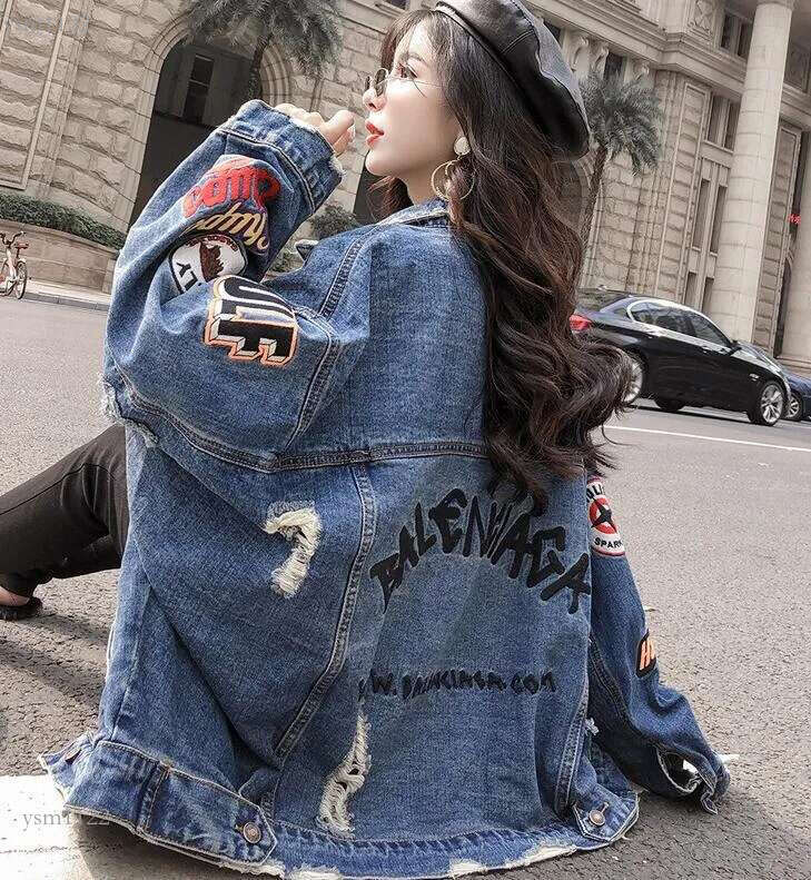 Designer 4 Jacket Women Jeans Jackets Long Sleeve Embroidery Blue Denim Jacket Women