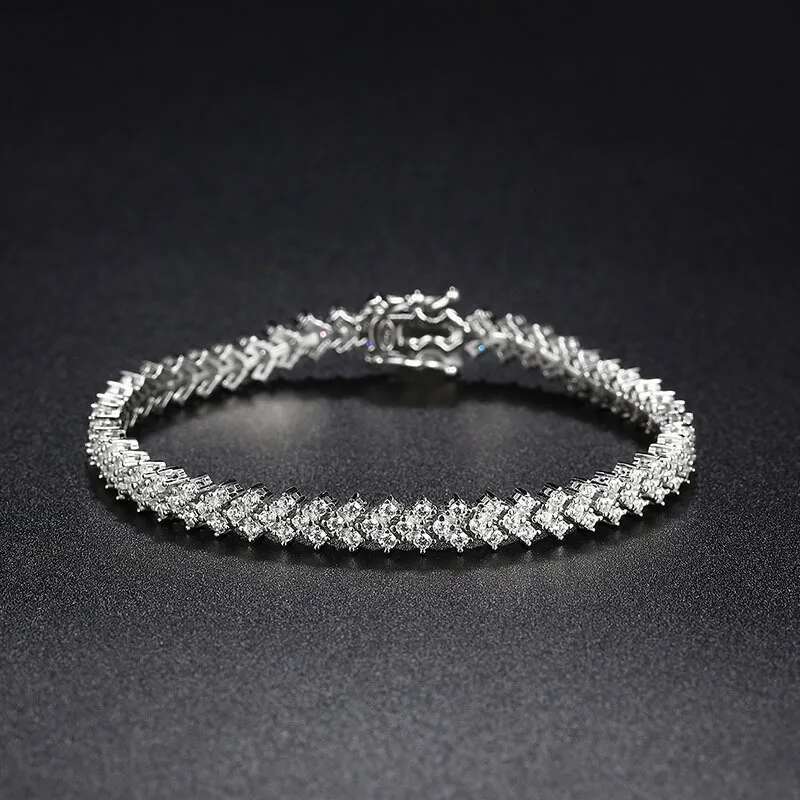 Full Moissanite D Color VVS Lady's Tennis S Sterg Sliver Plated White Gold Bracelet for Women