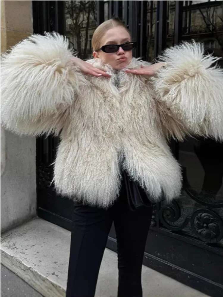 LGRQ 2025 new fashionable and elegant solid color faux fur jacket,open without botton WQ1019116L