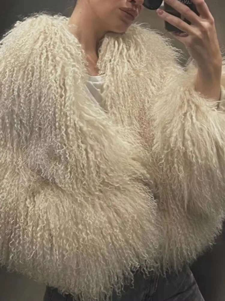 LGRQ 2025 new fashionable and elegant solid color faux fur jacket,open without botton WQ1019116L