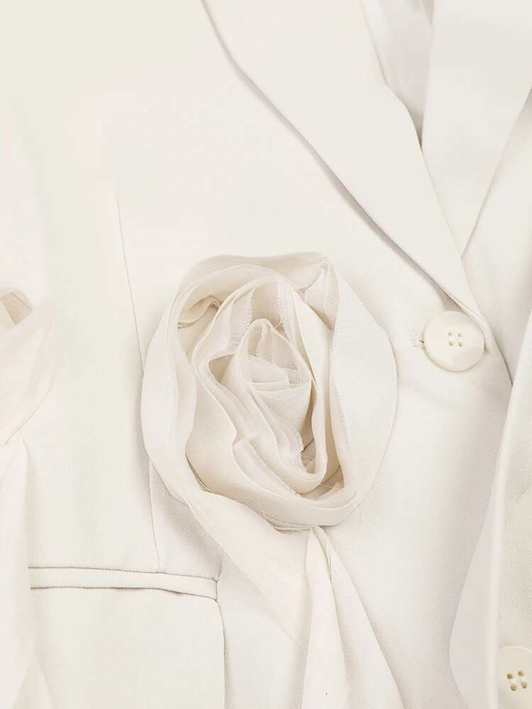 Beige Wer Irregular Blazer Women New Lapel Long Sleeve Loose Fit Jacket Fashion Tide Spring Autumn 2024 Zm542