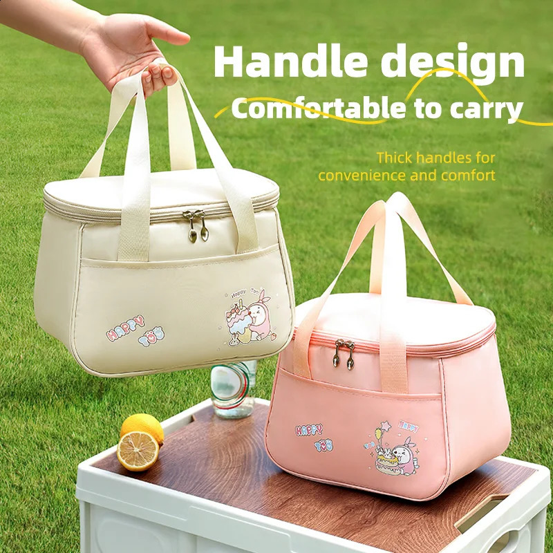 Women Insulated Lunch Bag Reusable Lunch Tote Bag Cute Cartoon Portable Lunch Box Refrigerated Bag Suitable for Travel and Picni 250228
