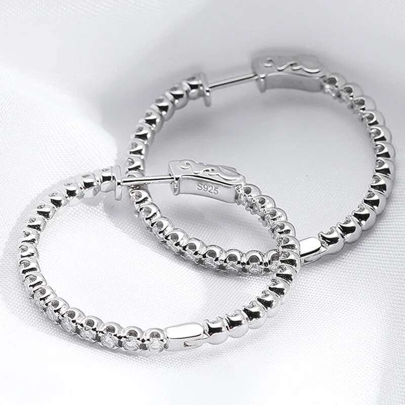 Smyoue Plated 1.74-6.5cttw All Moissanite Hoop Earrings for Women Lab Dia Jewelry 100% Sterg Sier Earring GRA