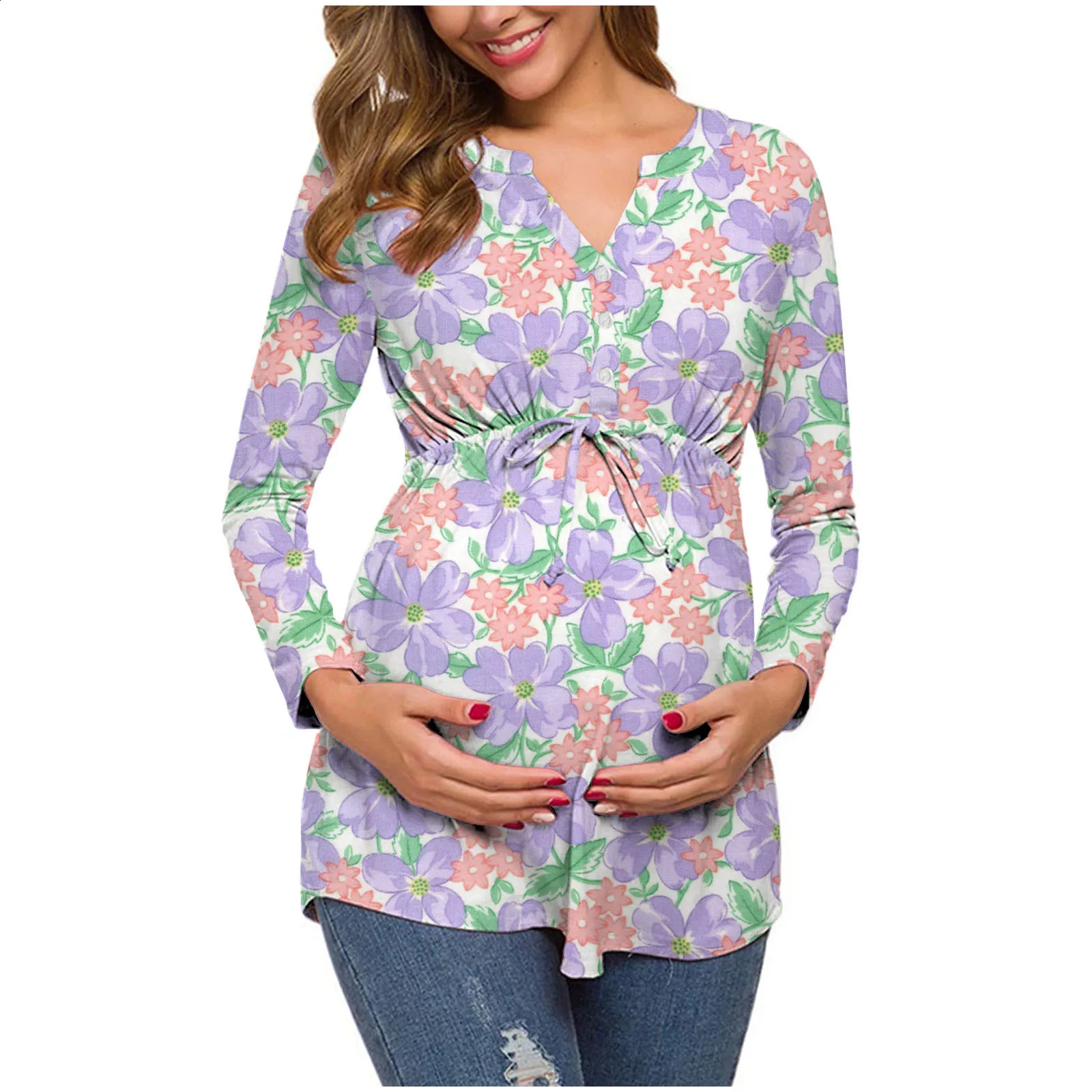 Pregnant Women Maternity Clothes For Breastfeeding Long Sleeve Soft Slim Tops Pregnancy Blouse T-shirt Clothes Clothing 250228