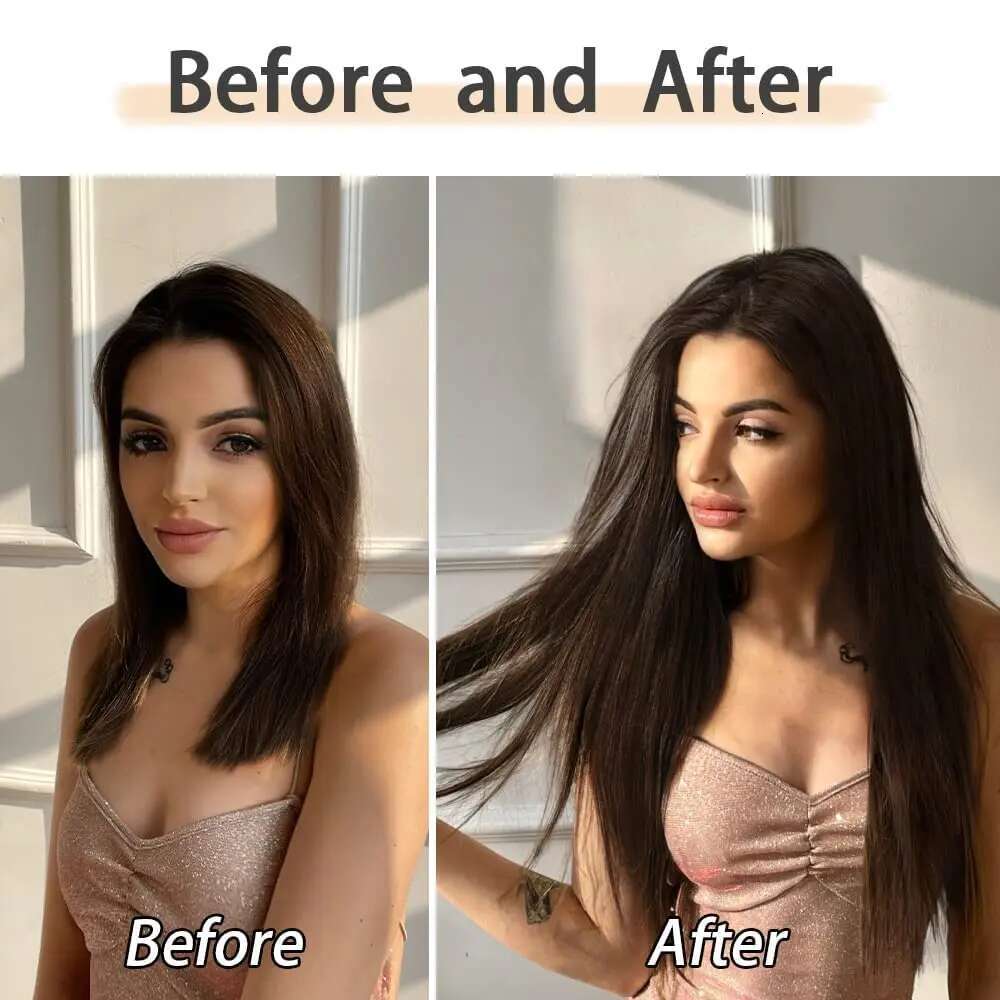 24Inch Synthetic In Long Straight Clip In Hair Extensions 6Pcs 16Clips Brown Blonde Hairpieces For Women