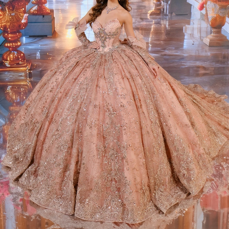 Pink Shiny Quinceanera Dresses Ball Gown Off The Shoulder Applique Lace Beads Bow Corset Tull Party Birthday Sweet 16 Vestidos 15 Anos