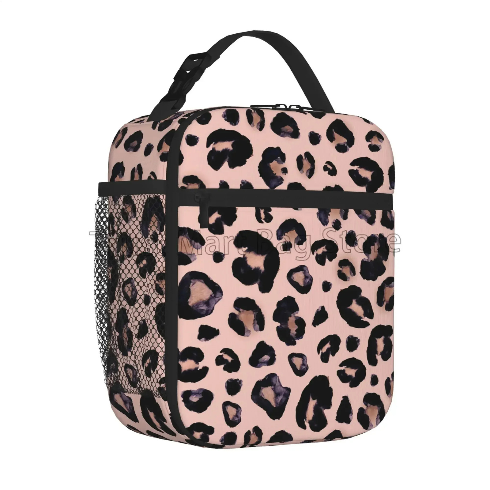 Leopard Print Lunch Bag Cheetah Pink Insulated Lunch Box Reusable Portable Cooler Bento Tote for Adults Work School Picnic 250228