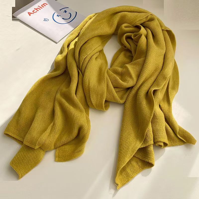 T211 Korean version of the new scarf pure color versatile winter autumn and winter thick warm scarf men and women couple shawl knitted