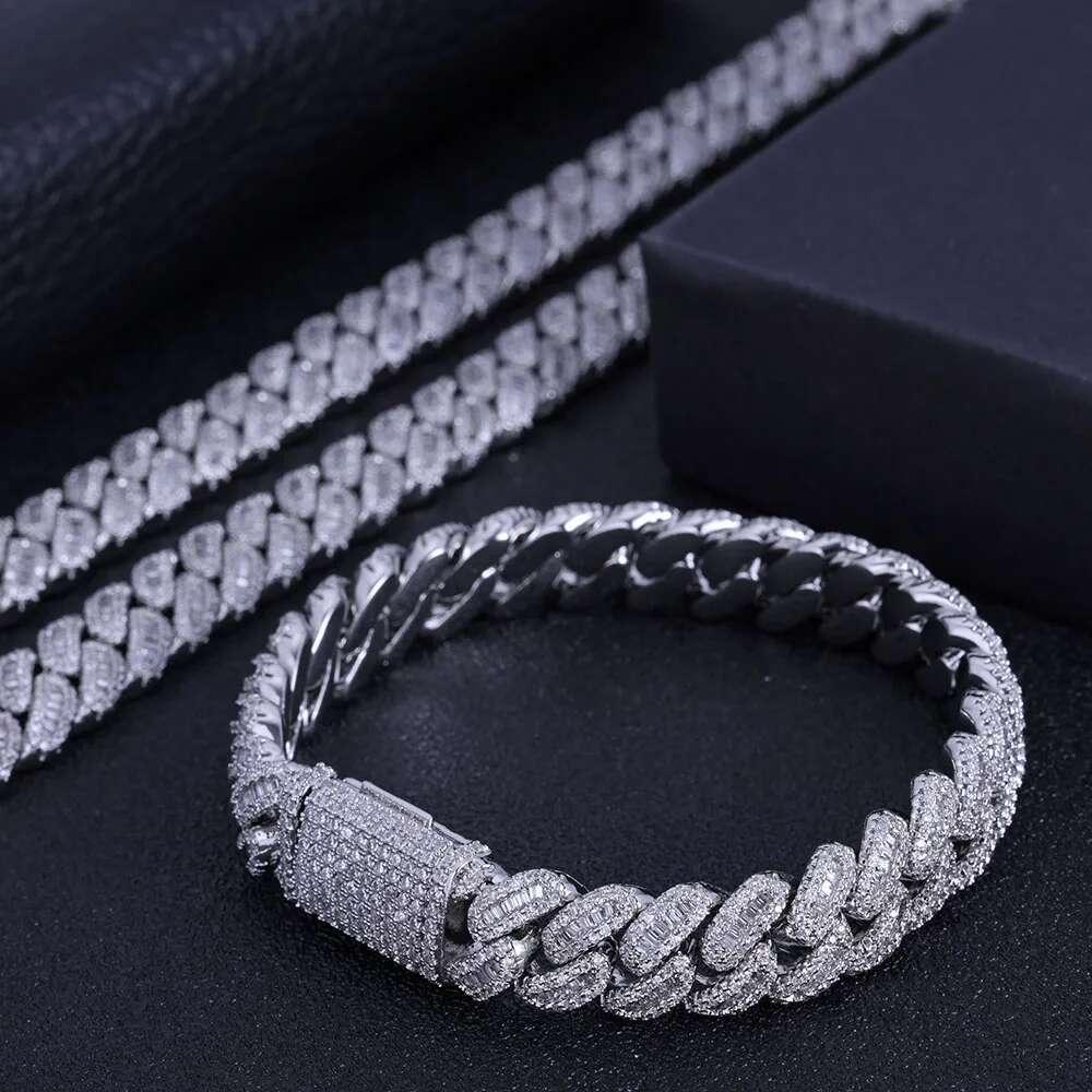 12MM k Chain for Men Women Zircon Paved Iced Out Bg Miami Cuban Bracelet Hip Hop Jewelry