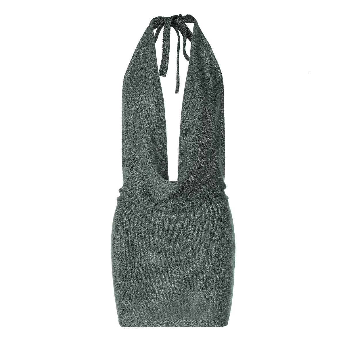 Fashionable And Sexy V-Neck Backless Lace Up Woolen Dress For Winter New4