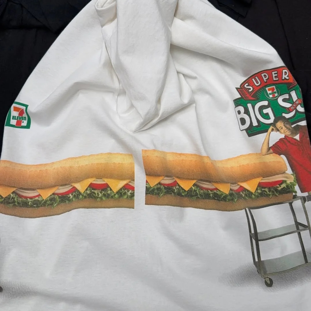 Summer niche fun letter burger cartoon printed cotton short-sleeved T-shirt American retro couple casual versatile top 250227